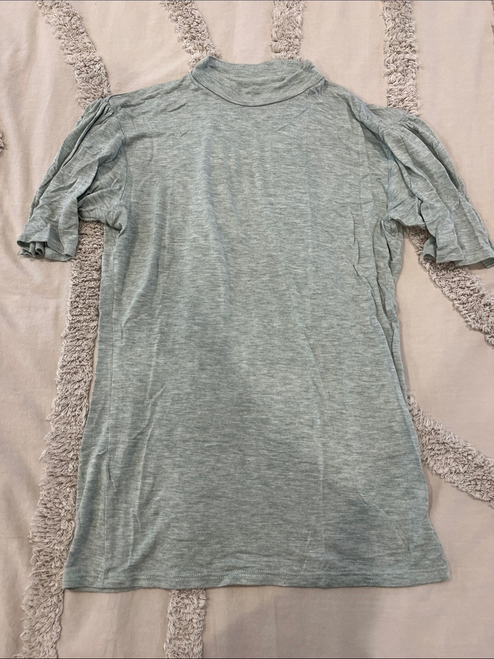 Albion Women’s Light Green Puff Sleeve Short Sleeve Tee Stretchy Fabric